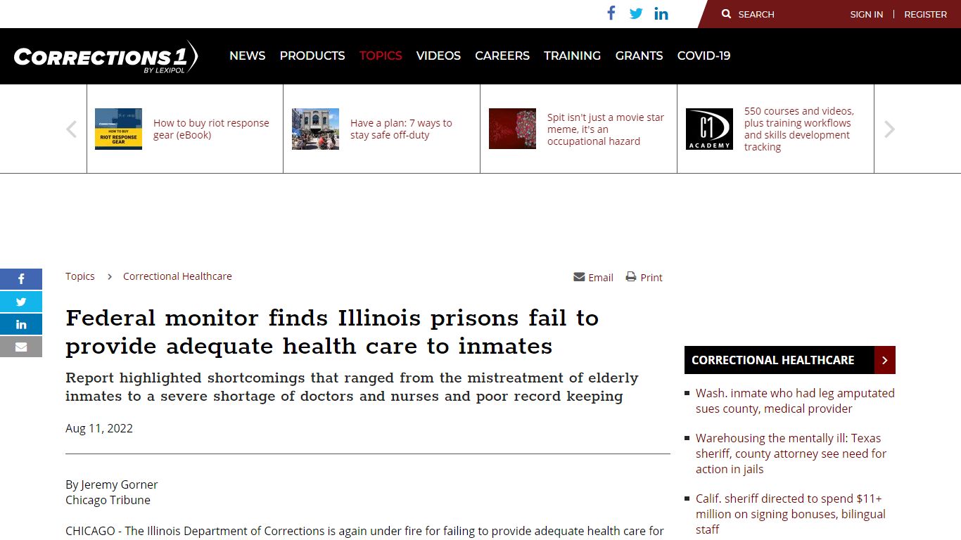 Federal monitor finds Illinois prisons fail to provide adequate health ...